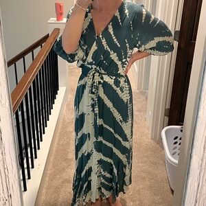 NWT Young Fabulous Broke Tie Dye Wrap Maxi Dress Size Small